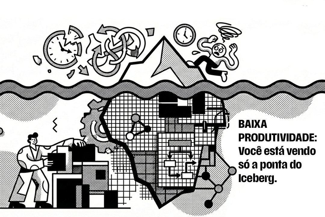 iceberg da produtividade, representando o diagnostico de gestão e cultura das empresas